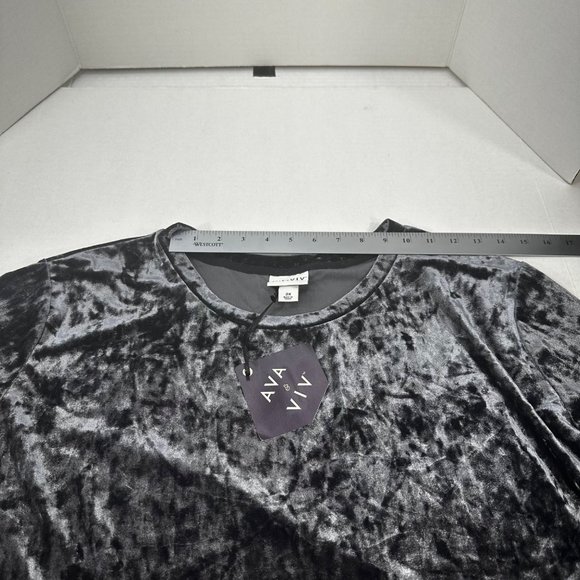 Ava And Viv Women's Size 2X Top Casual Velvet Cropped Black New With Tags - Picture 7 of 13
